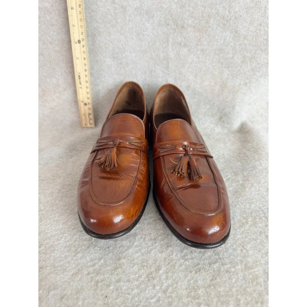 Florsheim Designer Collection Mens 9.5 C Tassel Loafer Leather Brown Dress Shoes